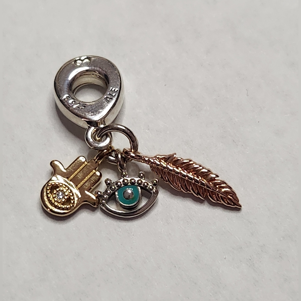 Pandora Sterling Silver Hamsa All Seeing Eye And Feather Spirituality Charm